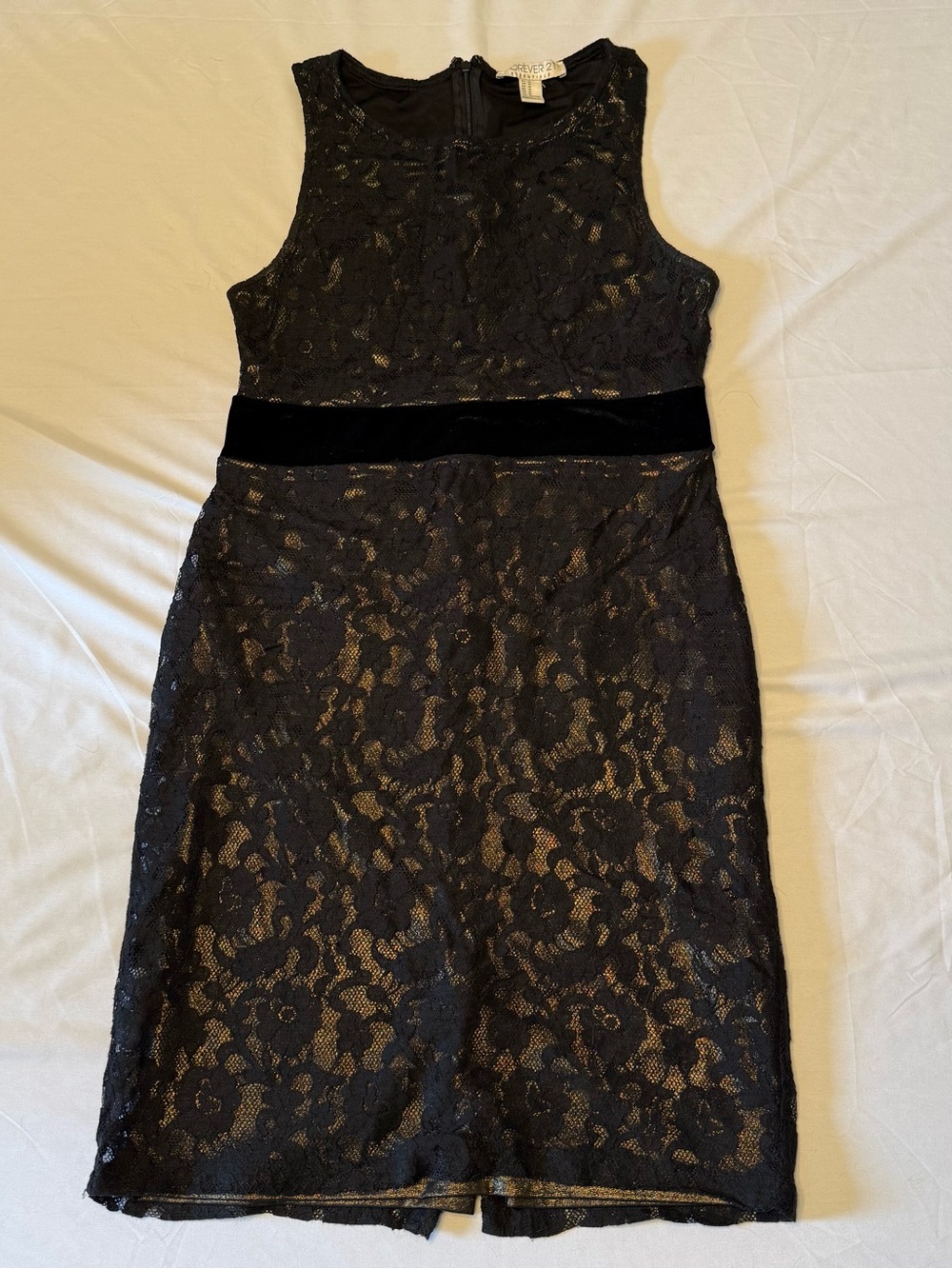 Forever 21 Black Lace Mini Dress with Velvet Waist